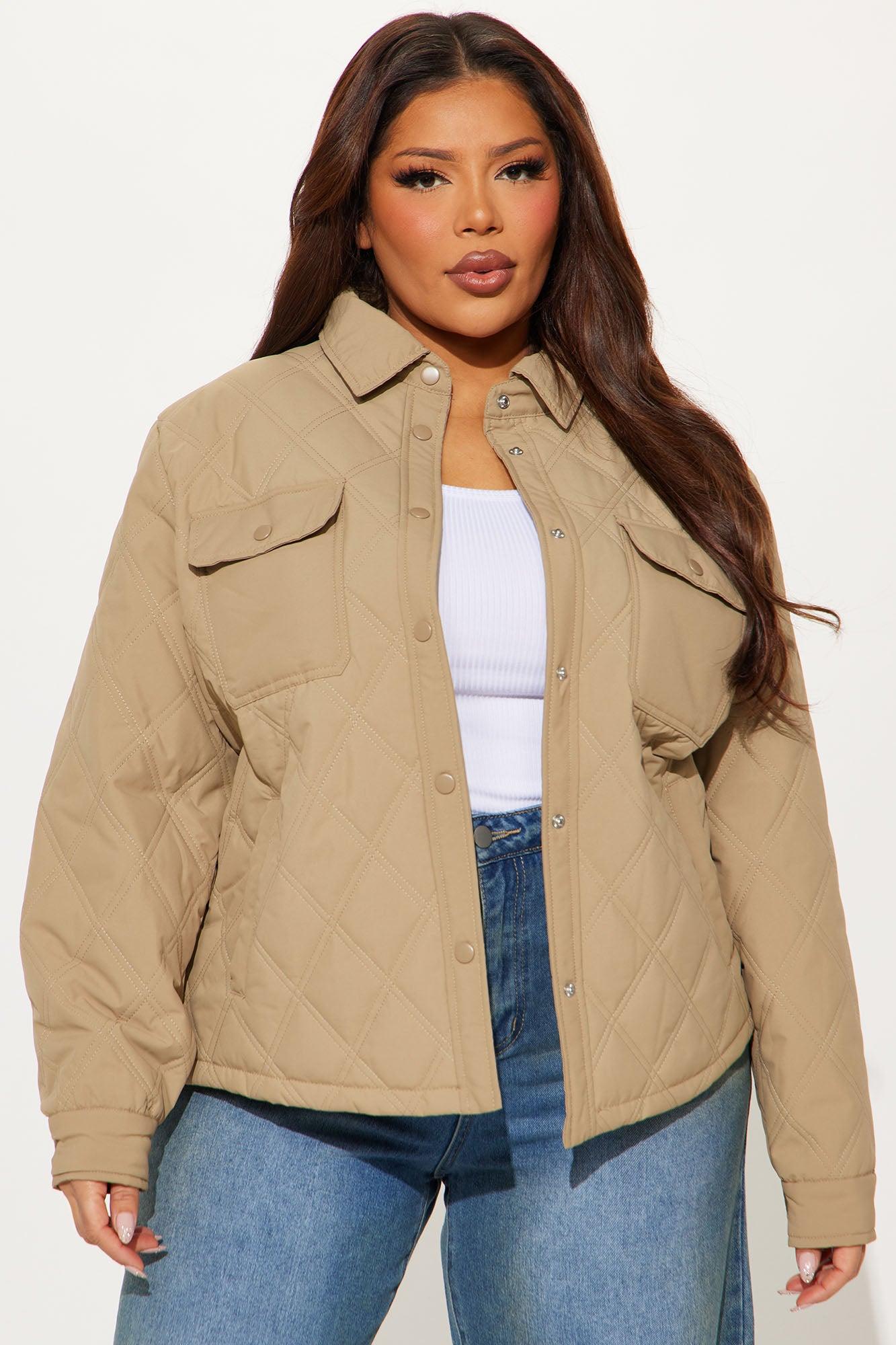 Abby Quilted Shirt Jacket - Tan Female Product Image