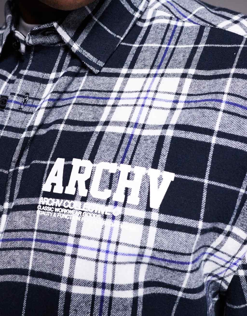 ASOS DESIGN boxy oversized check shirt with chest and back print Product Image