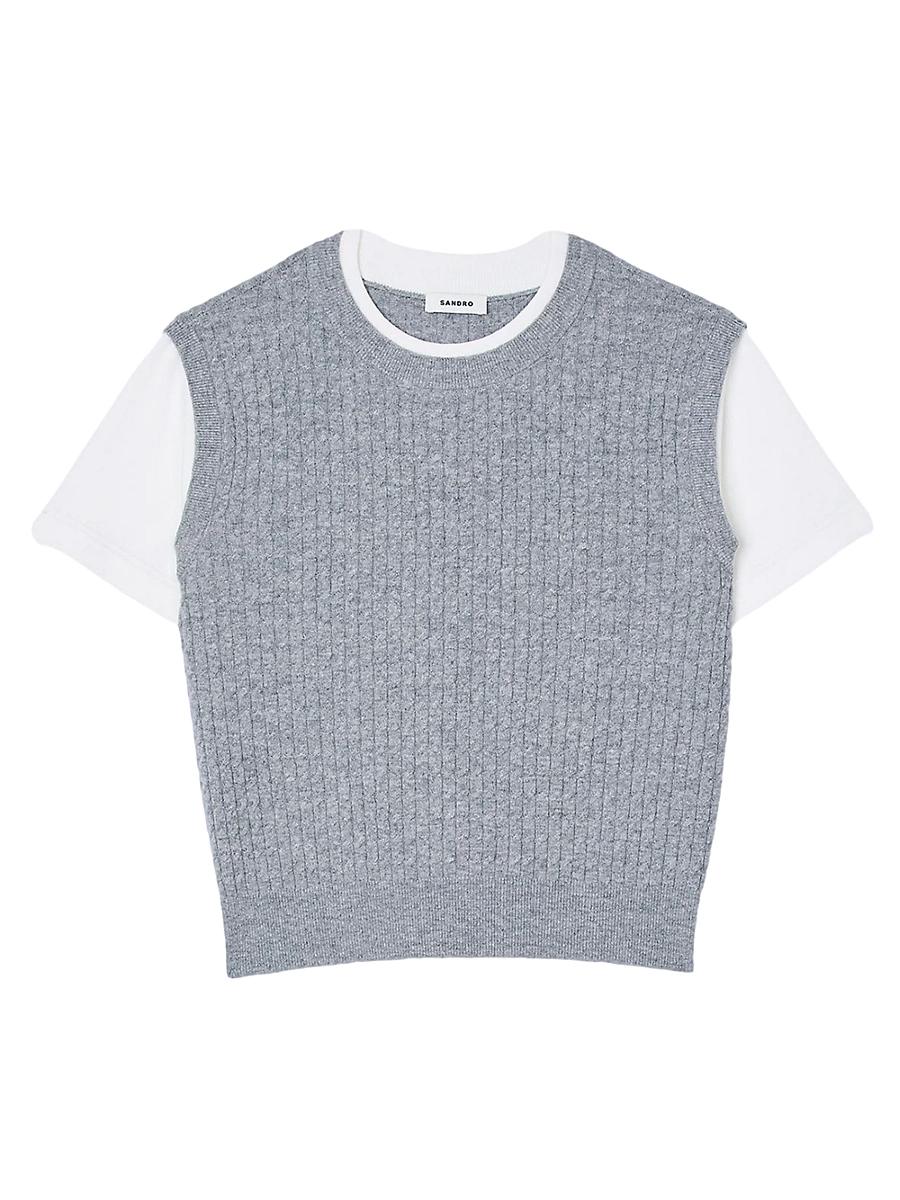 Womens Dual-Material Knit Jumper Product Image
