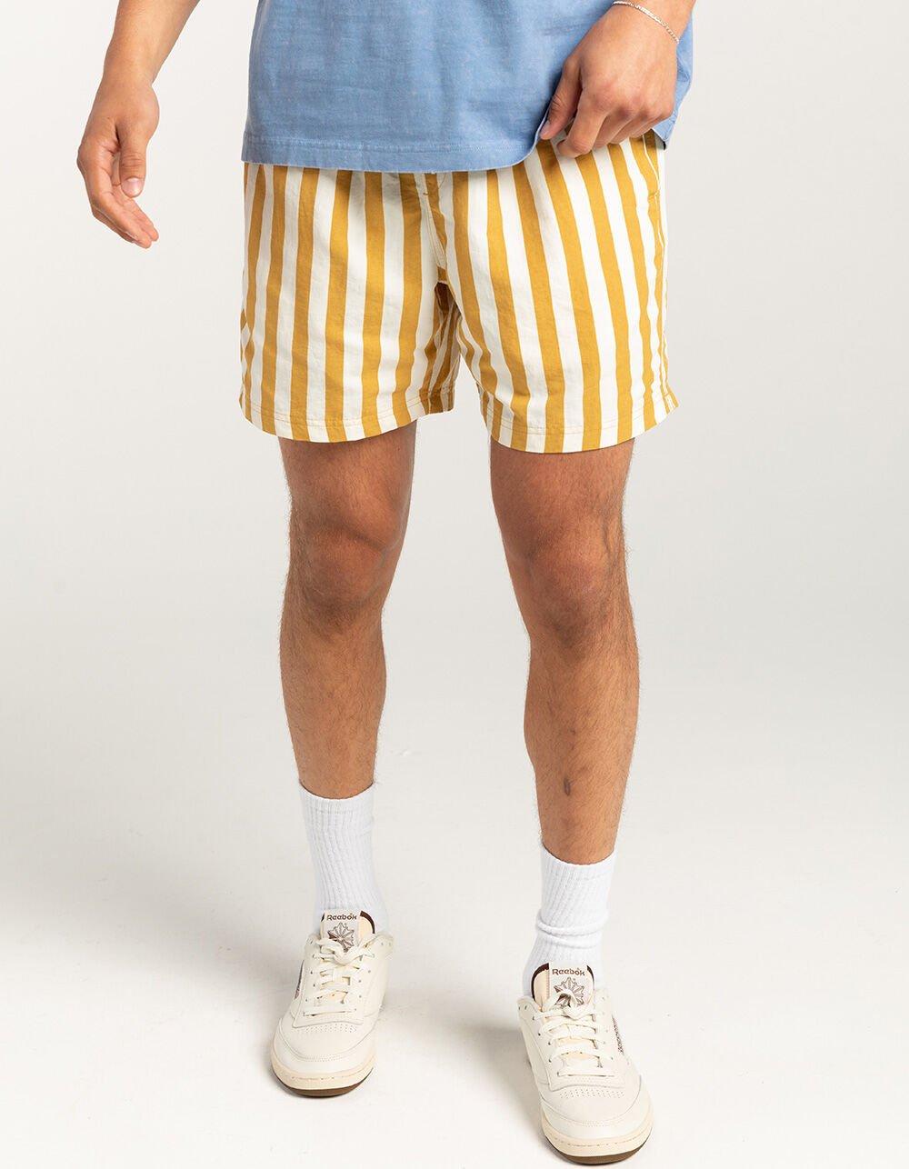 RSQ Mens 6" Nylon Shorts - WHITE/GOLD Product Image