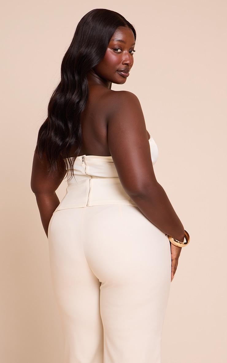 Plus Cream Woven Belted Trim Detail Bandeau Top Product Image