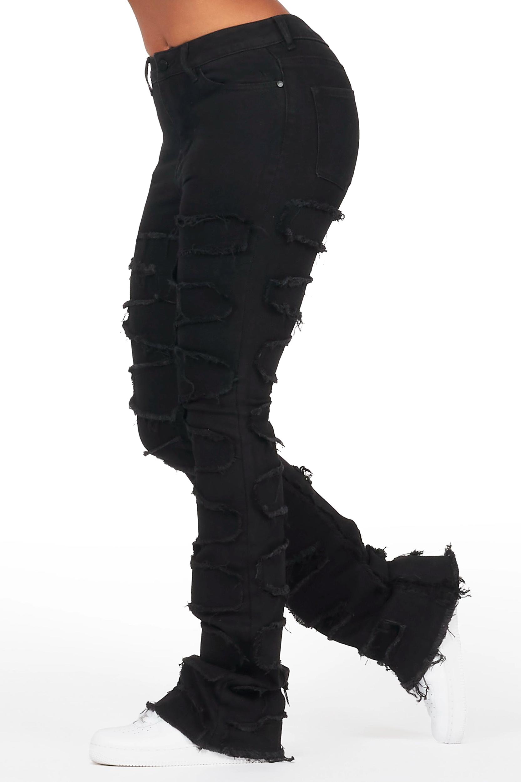 Zariyah Black Stacked Flare Jean Female Product Image