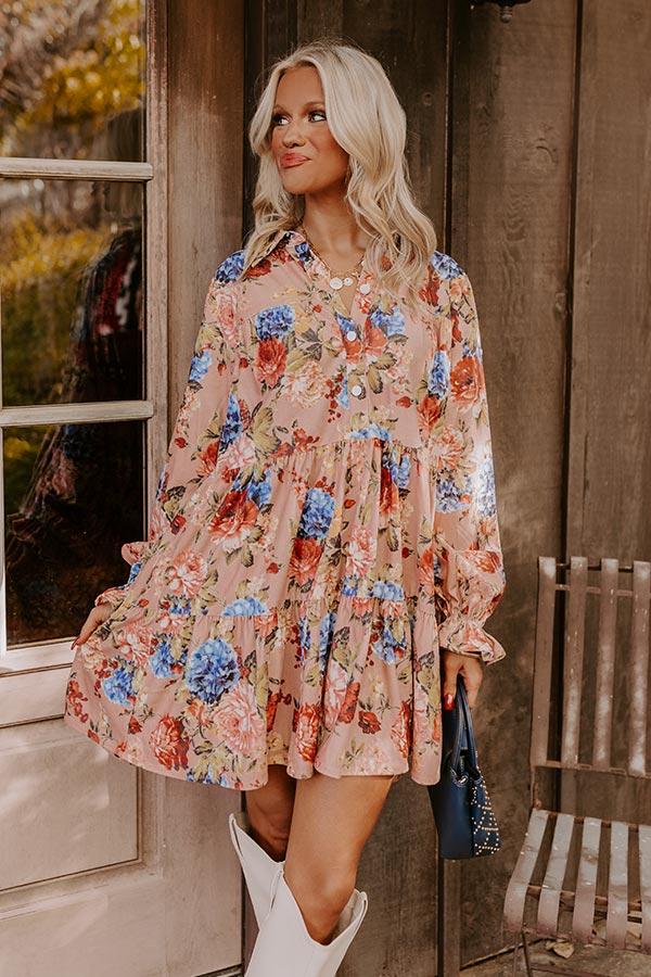 Serene Energy Floral Mini Dress in Blush Product Image