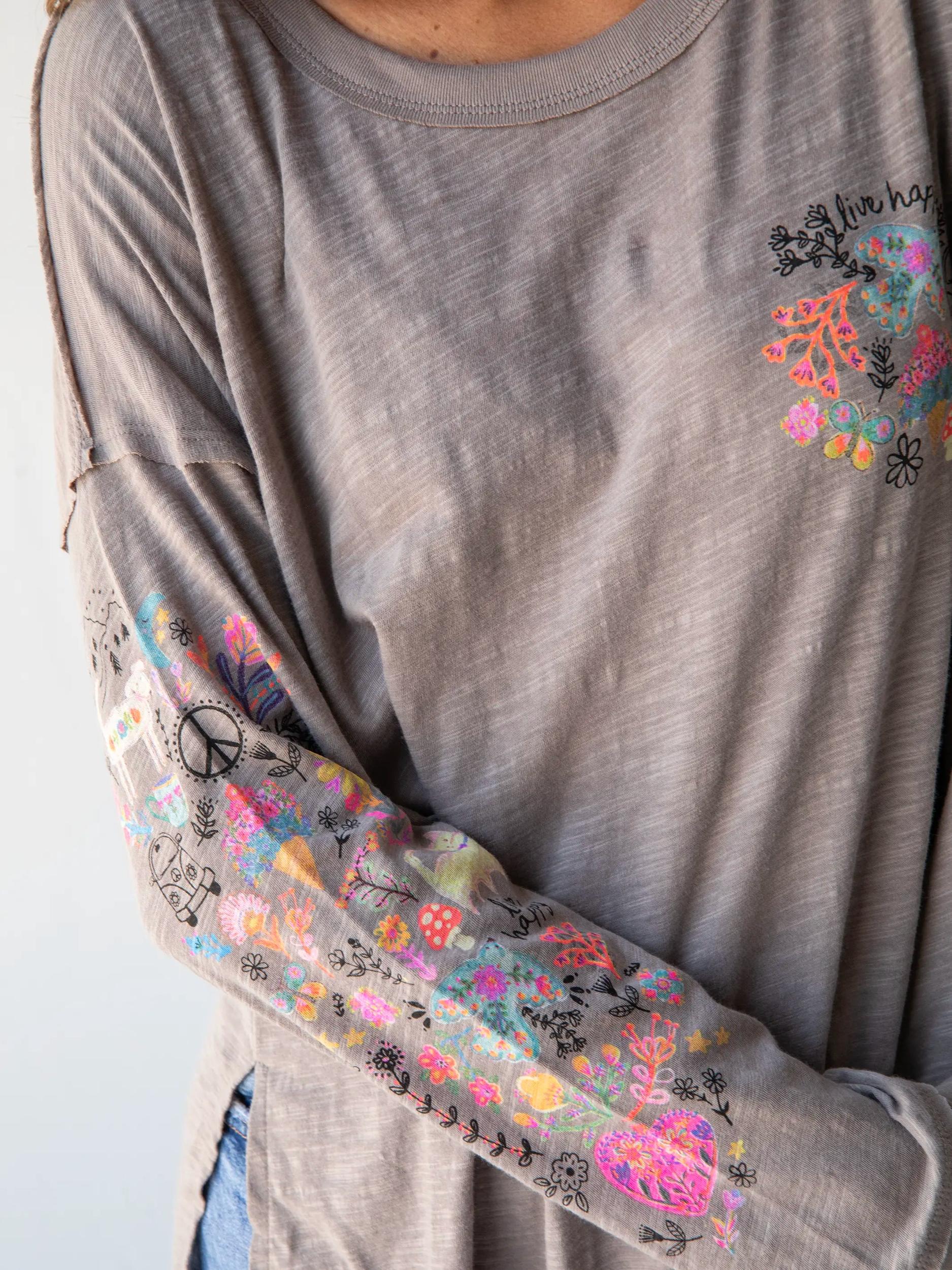 Oversized Cotton Doodle Tee - Ash Product Image