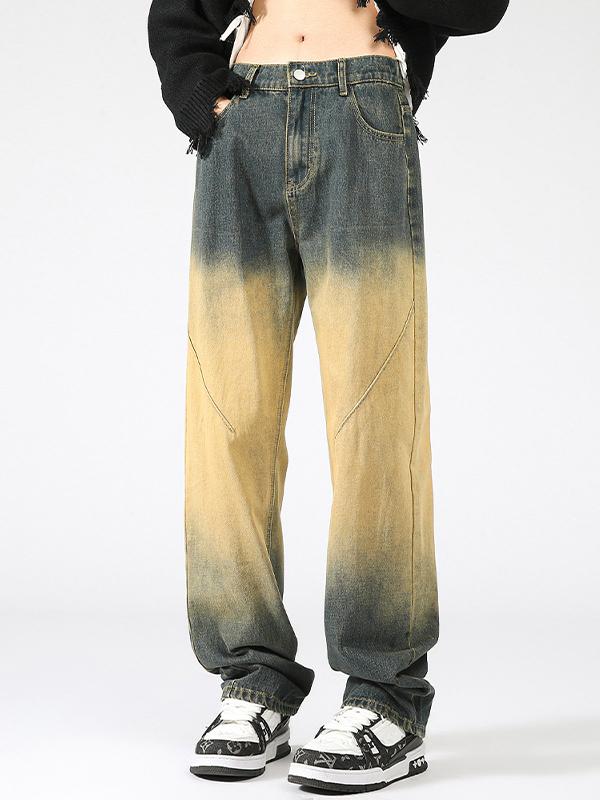 Men's Vintage Light Blue Denim Loose Jeans Product Image