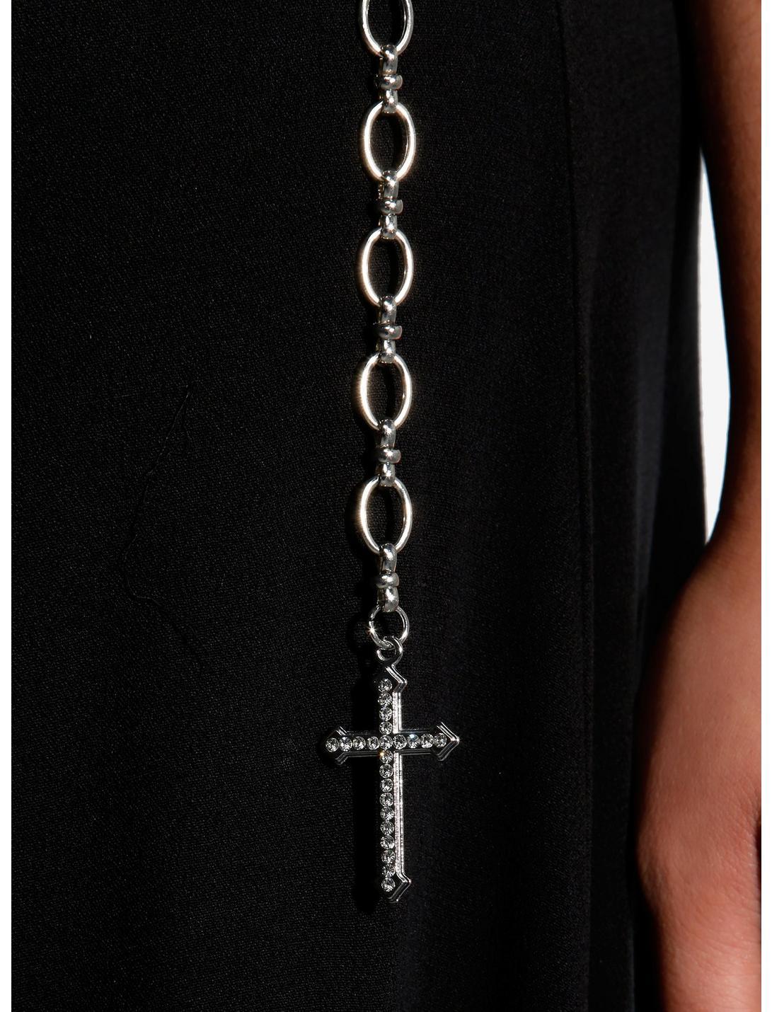 Cosmic Aura Black Double Slit Cross Chain Belt Maxi Dress Plus Size Product Image
