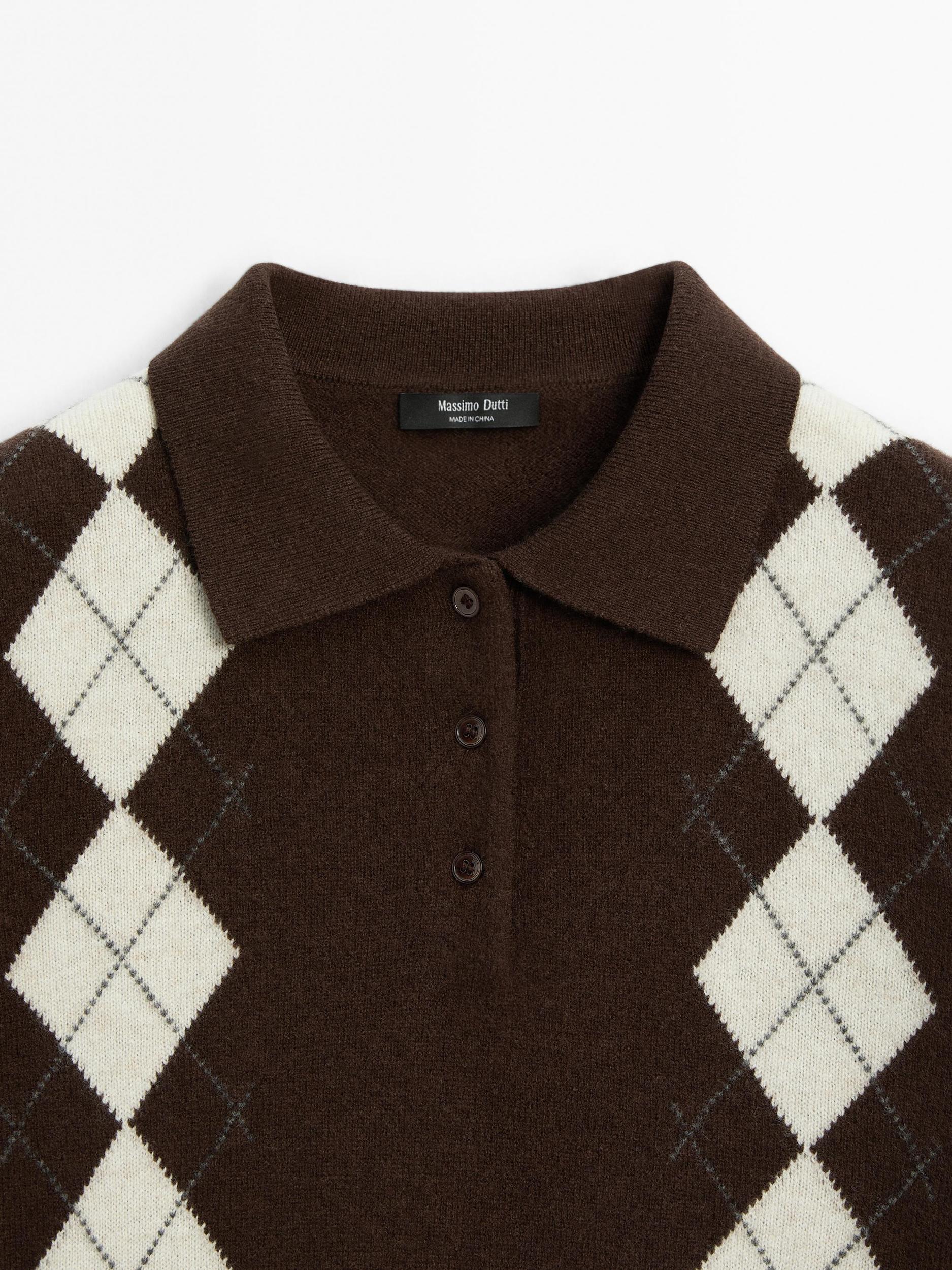 Short sleeve diamond knit polo shirt Product Image