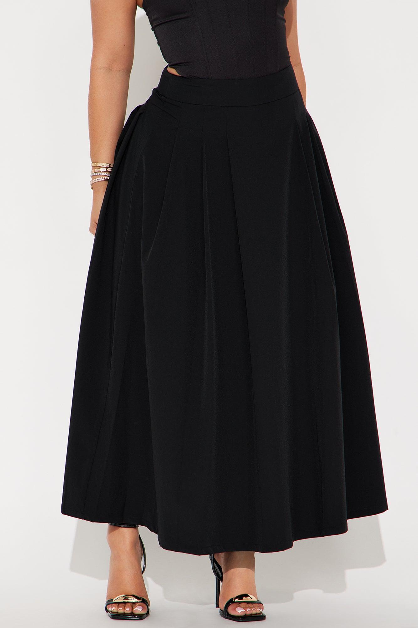 Alayah Pleated Maxi Skirt - Black Product Image