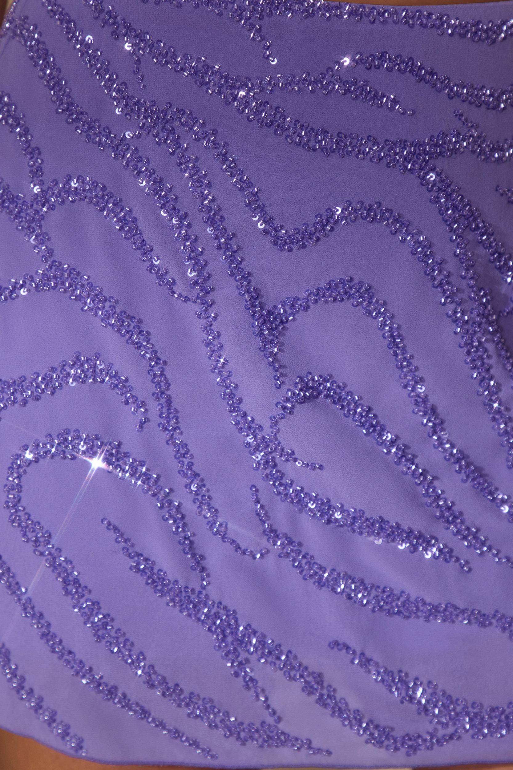 Embellished A-Line Mini Skirt in Purple Product Image