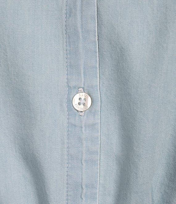 Sam Edelman Laine Banded Split V-Neck 3/4 Sleeve Tie Belt A-Line Dress Product Image