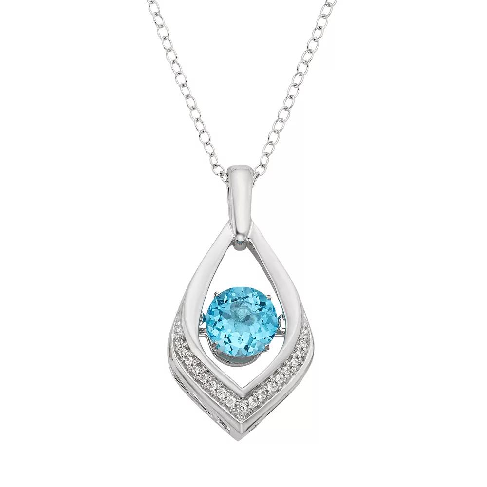 Blue Topaz & Diamond Accent Sterling Silver Pendant Necklace, Women's, Size: 16" Product Image