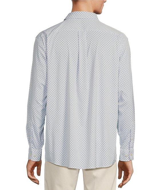 Roundtree & Yorke Performance The Traveler Long Sleeve Diamond Print Twill Sport Shirt Product Image