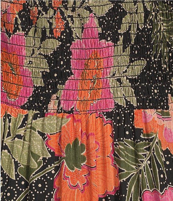 Angie Floral Print Lace Trim Tiered Maxi Dress Product Image