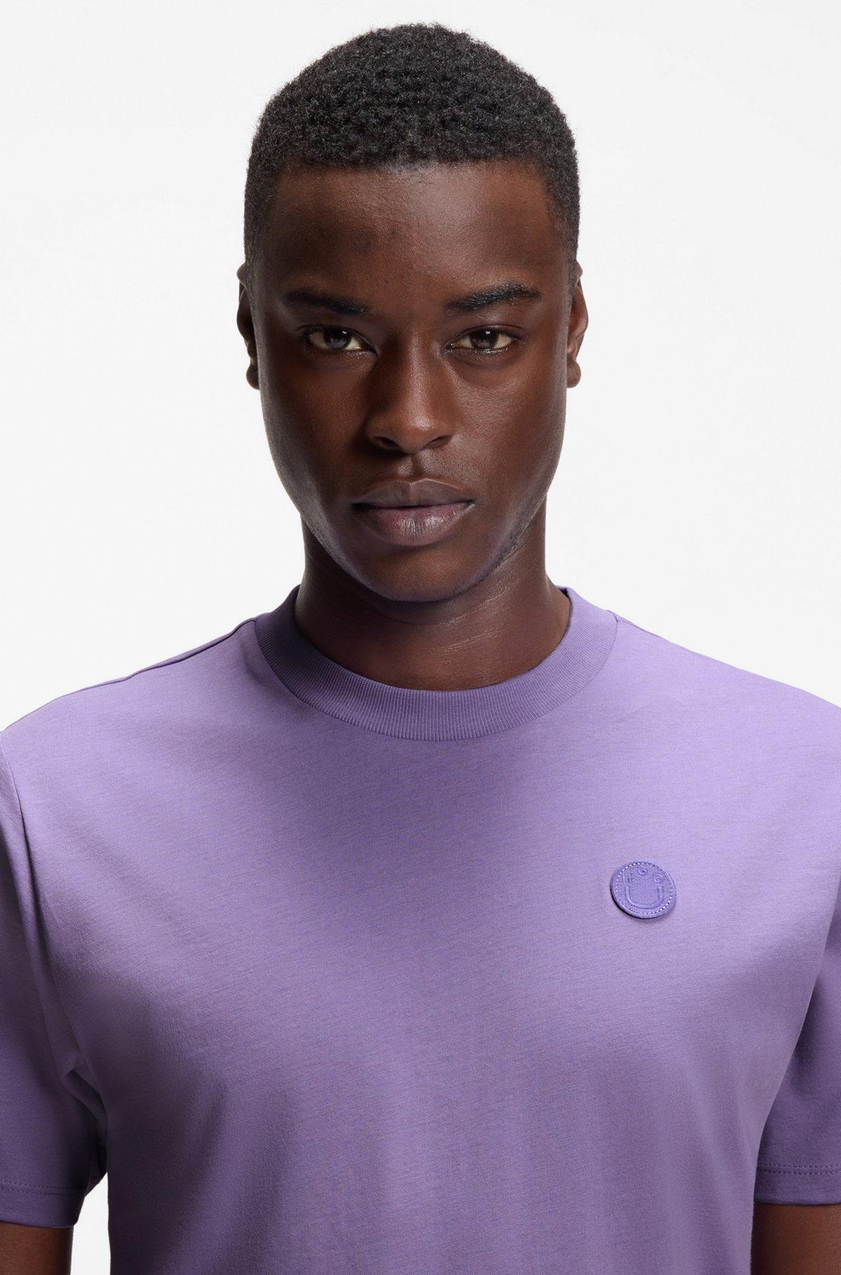 Cotton-jersey T-shirt with Happy HUGO logo Product Image