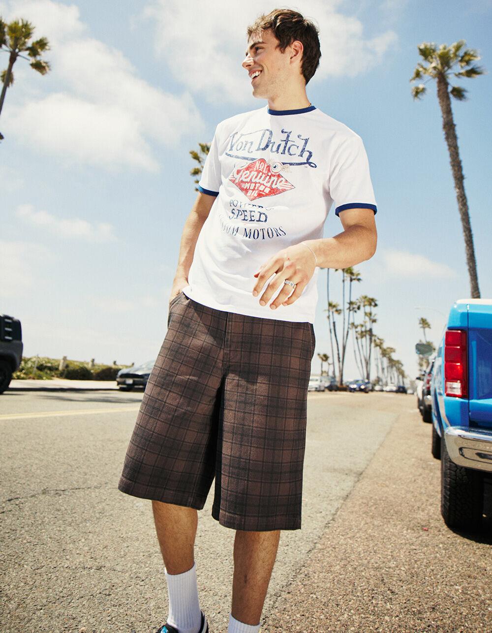 RSQ Mens Plaid Jorts - BLACK/BROWN Product Image