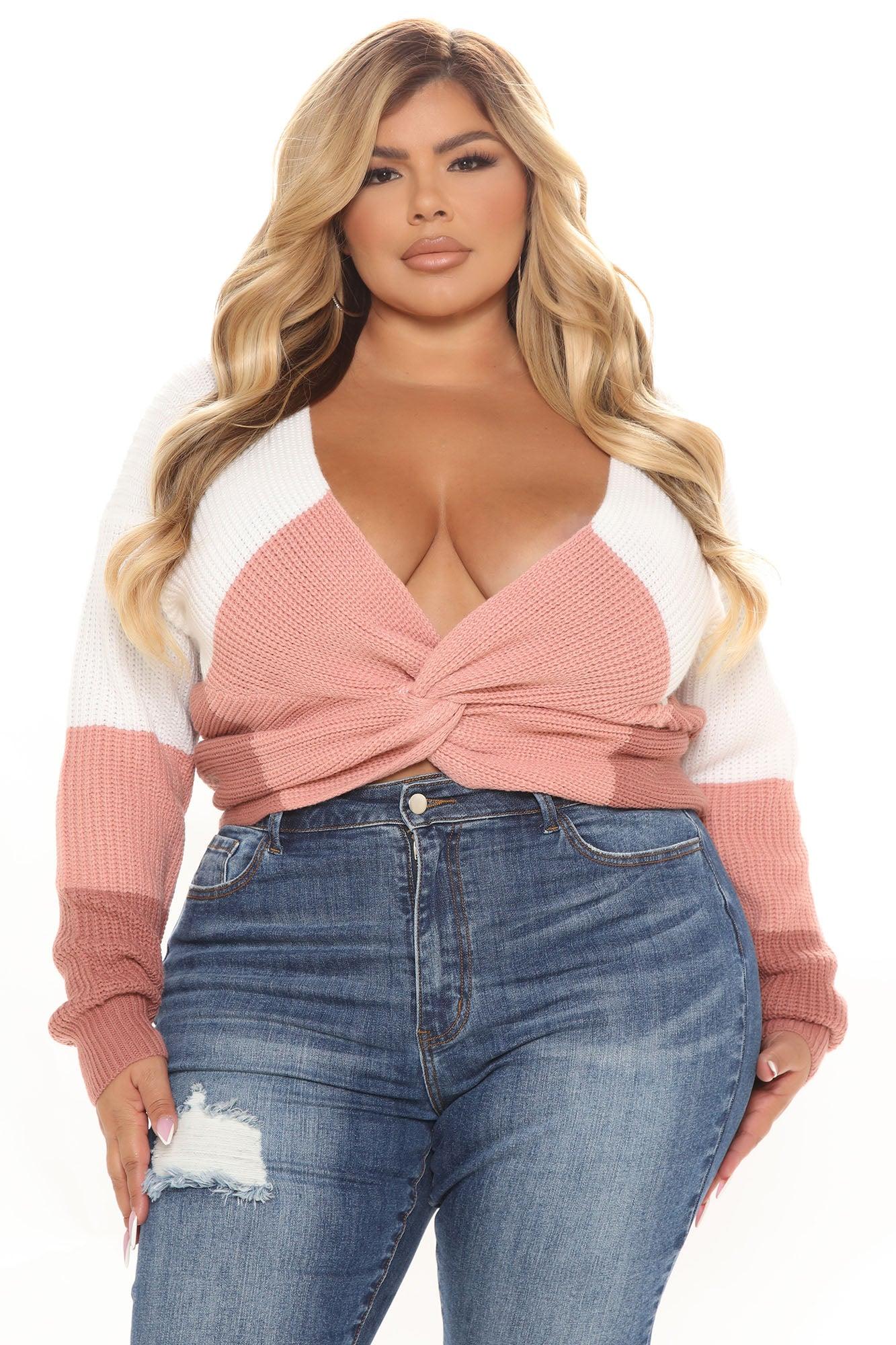 Just A Little Twisted Sweater - Blush Product Image