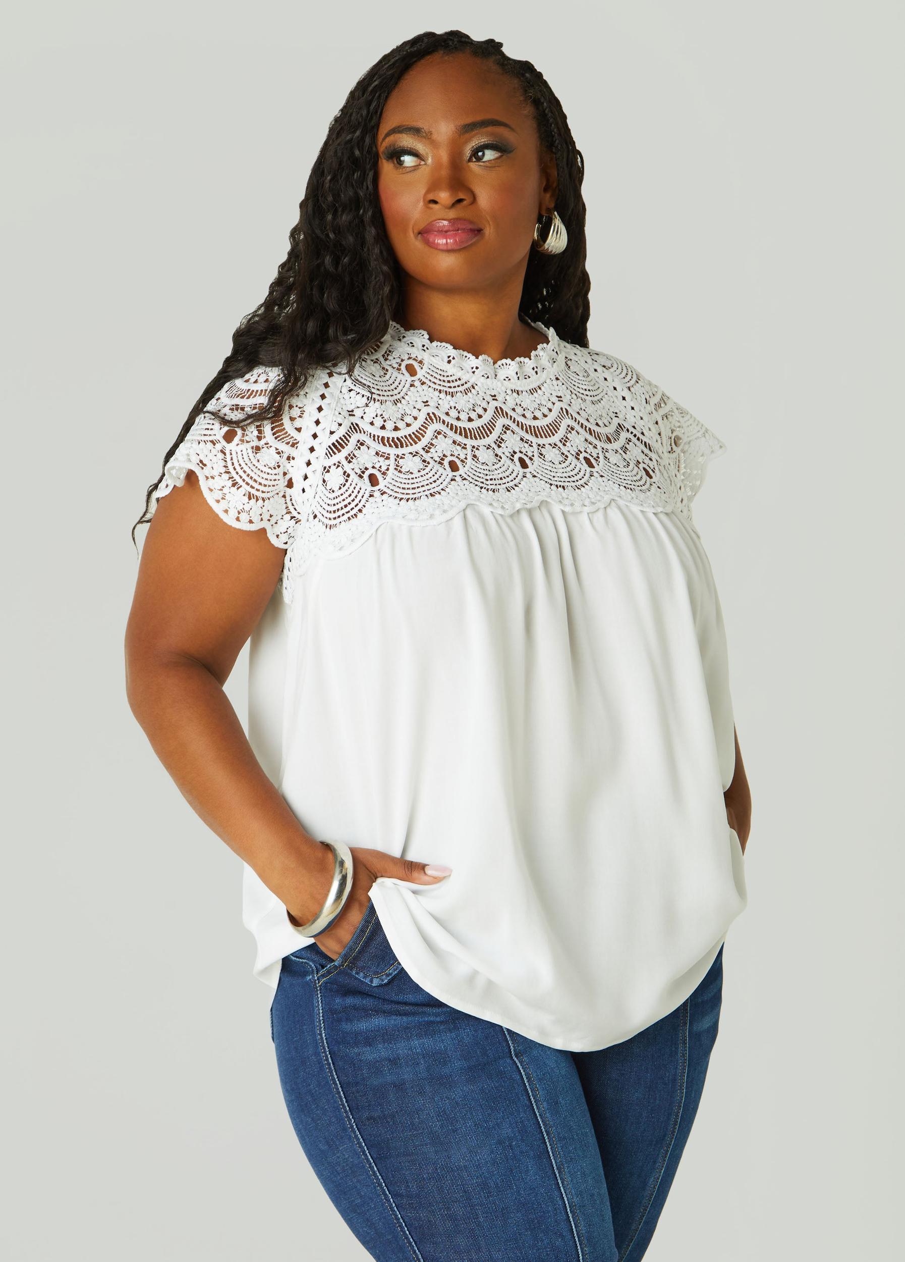 Crochet Paneled Blouse Product Image