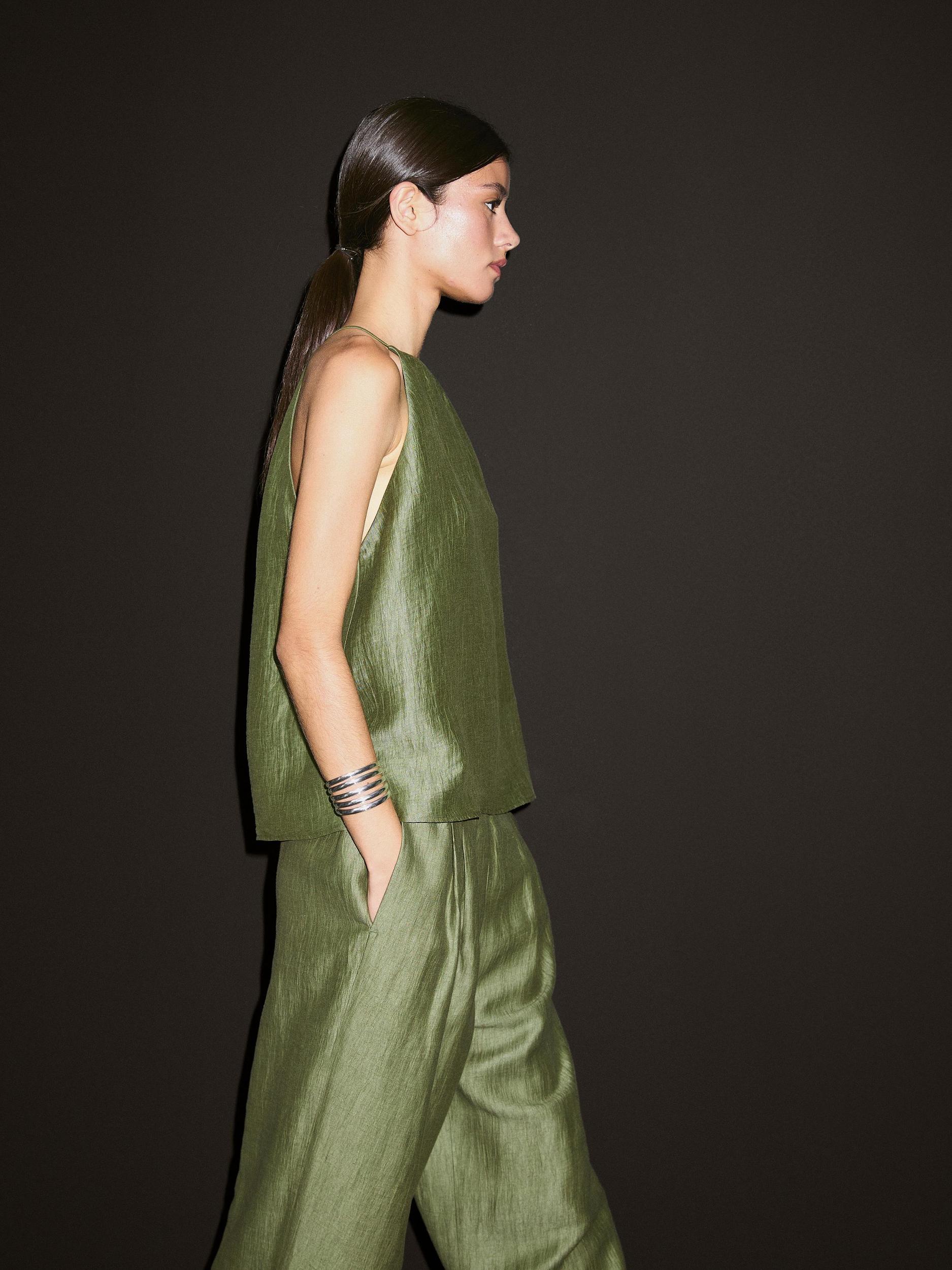 Linen blend halter top Product Image