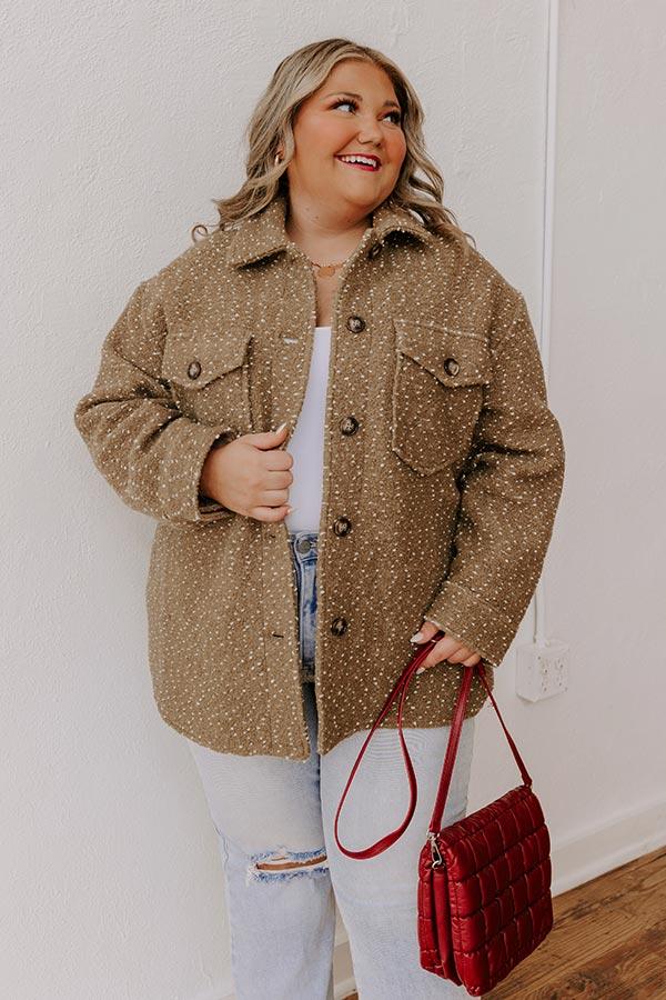 Cappuccino Cozy Wool-Blend Jacket Curves Product Image