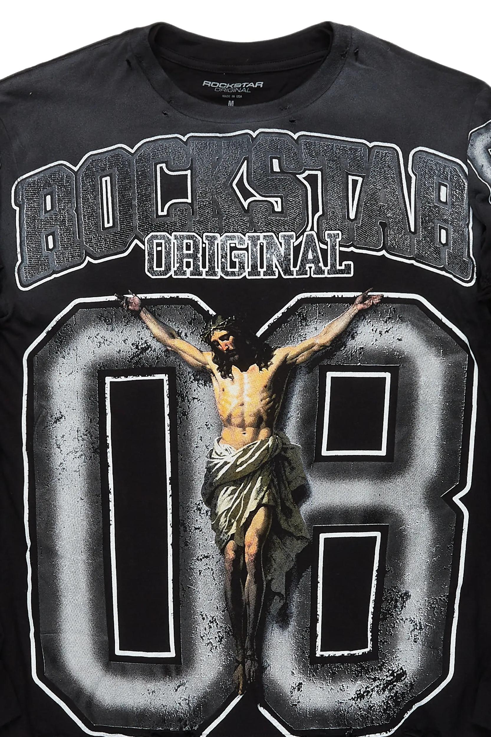 Tariqa Black/White Double Layer Graphic T-Shirt Female Product Image