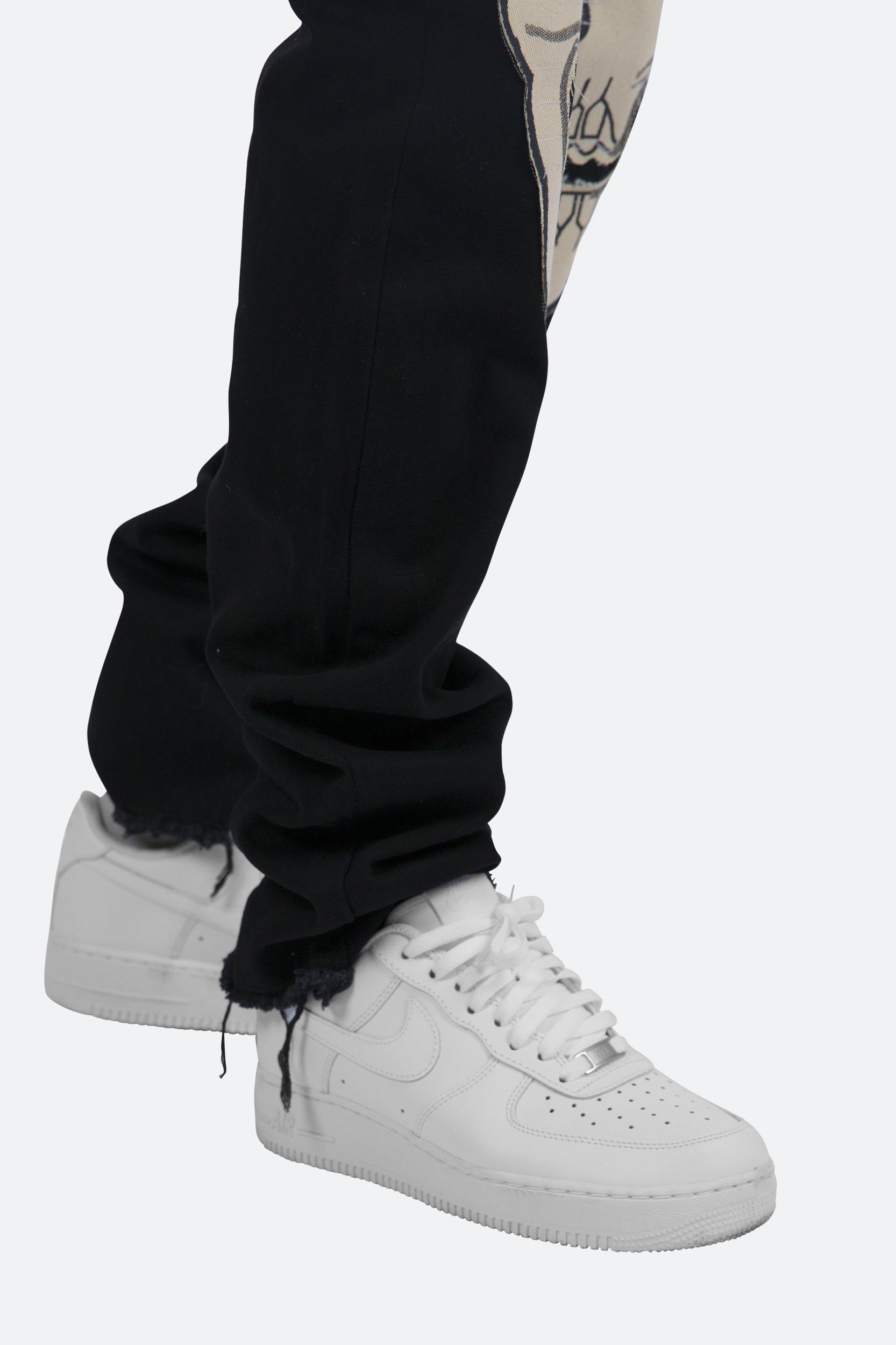 D181 Straight Denim - Black/White Product Image