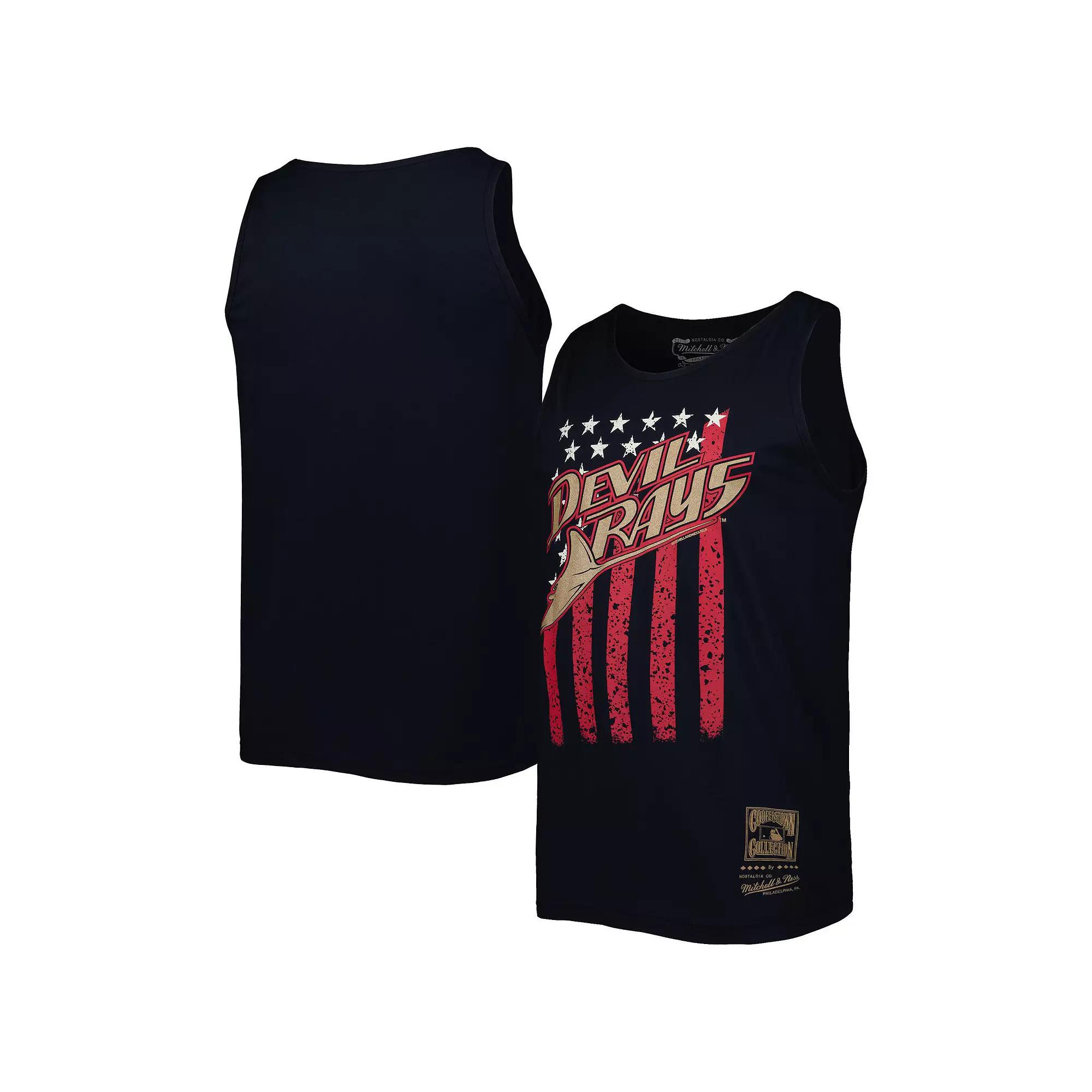 Men's Mitchell & Ness Navy Tampa Bay Rays Cooperstown Collection Stars and Stripes Tank Top,  Product Image