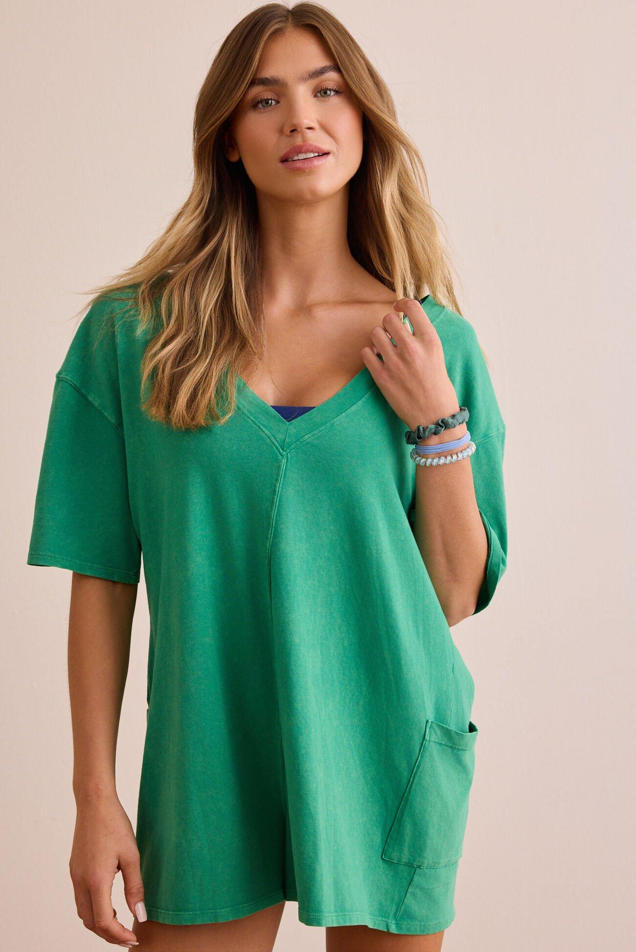 Hang Tough Washed Reversible Tee Romper Product Image