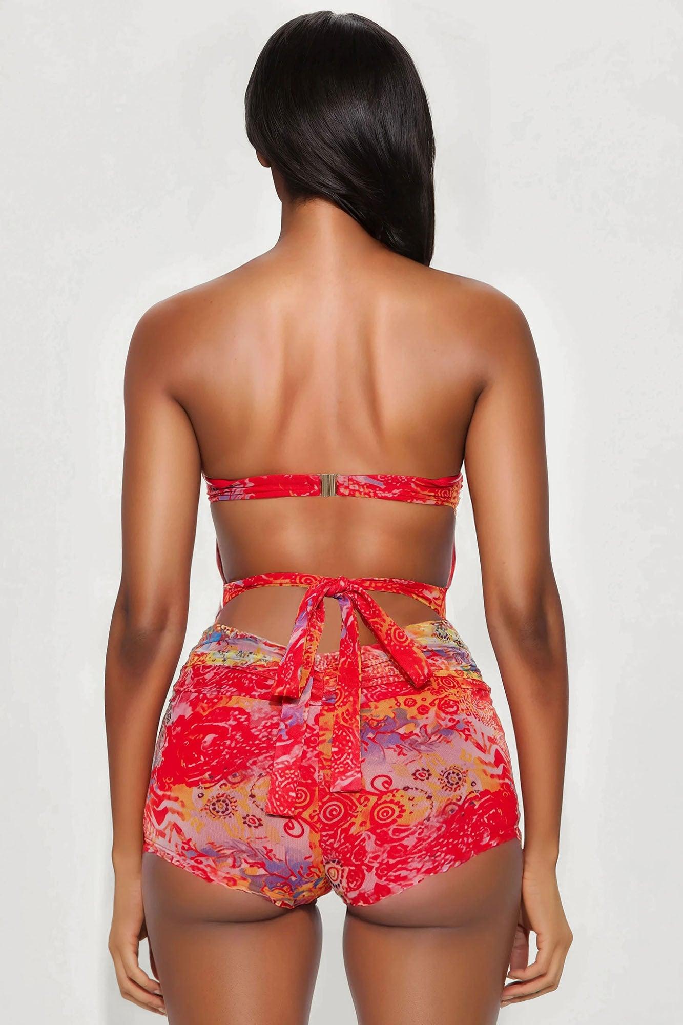 Tatianna Mesh Romper - Red/combo Product Image