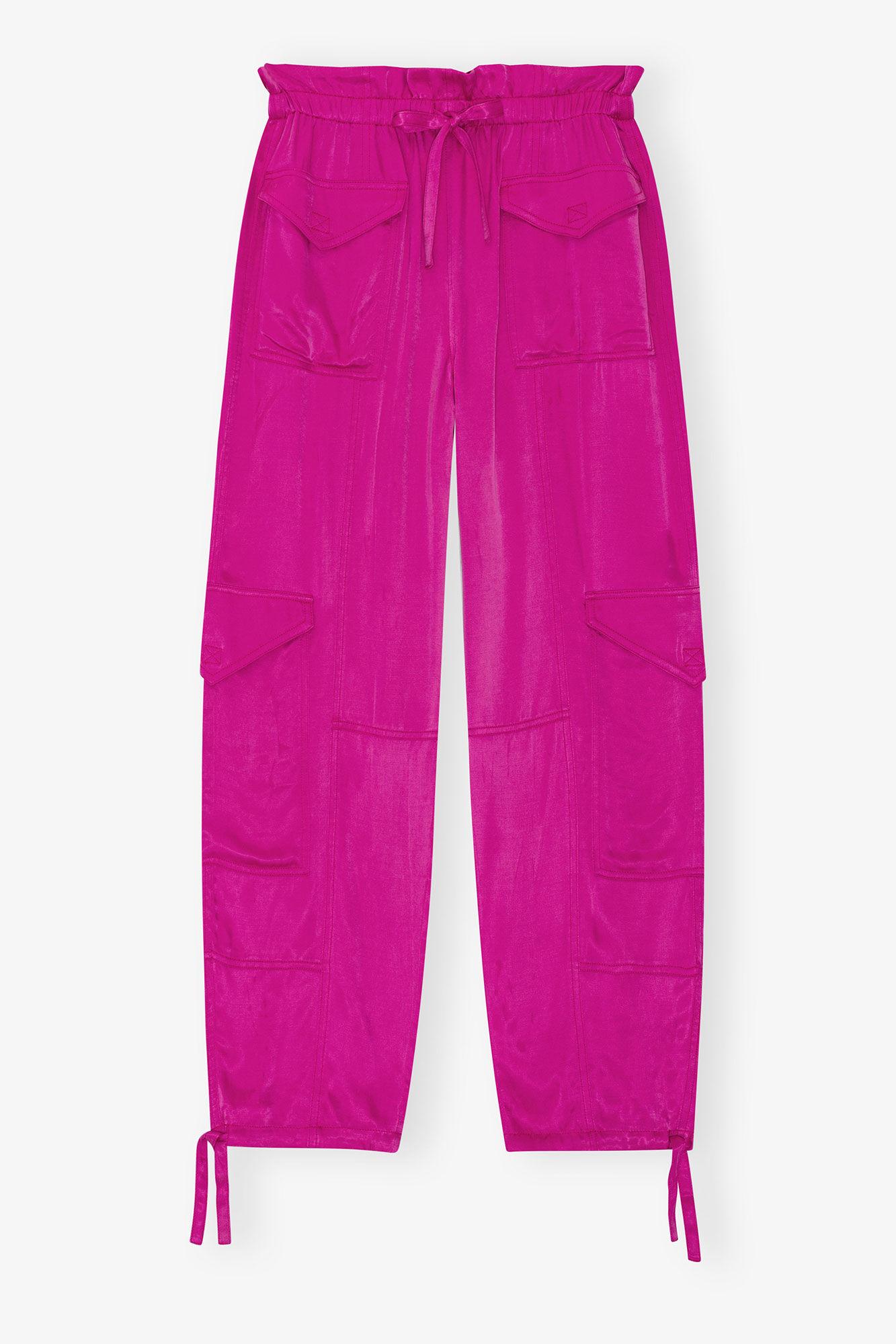 Pink Washed Satin Pocket Pants Product Image