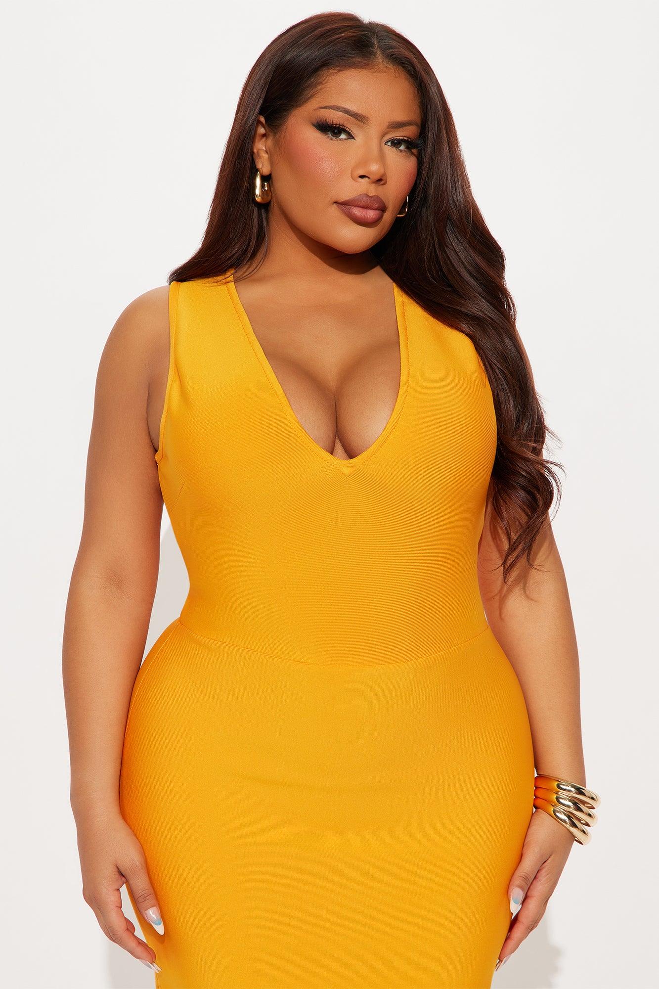 Bold Presence Bandage Midi Dress - Orange Female Product Image