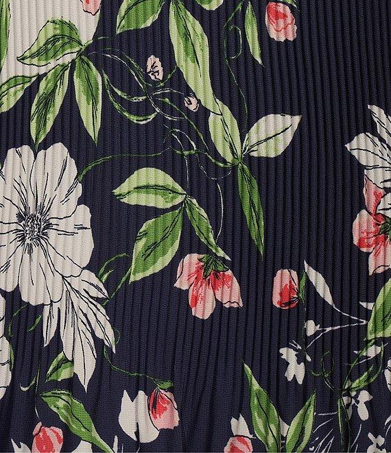 Jessica Howard Tie Split Neck Balloon Sleeve Pleated Chiffon Sheath Dress Product Image