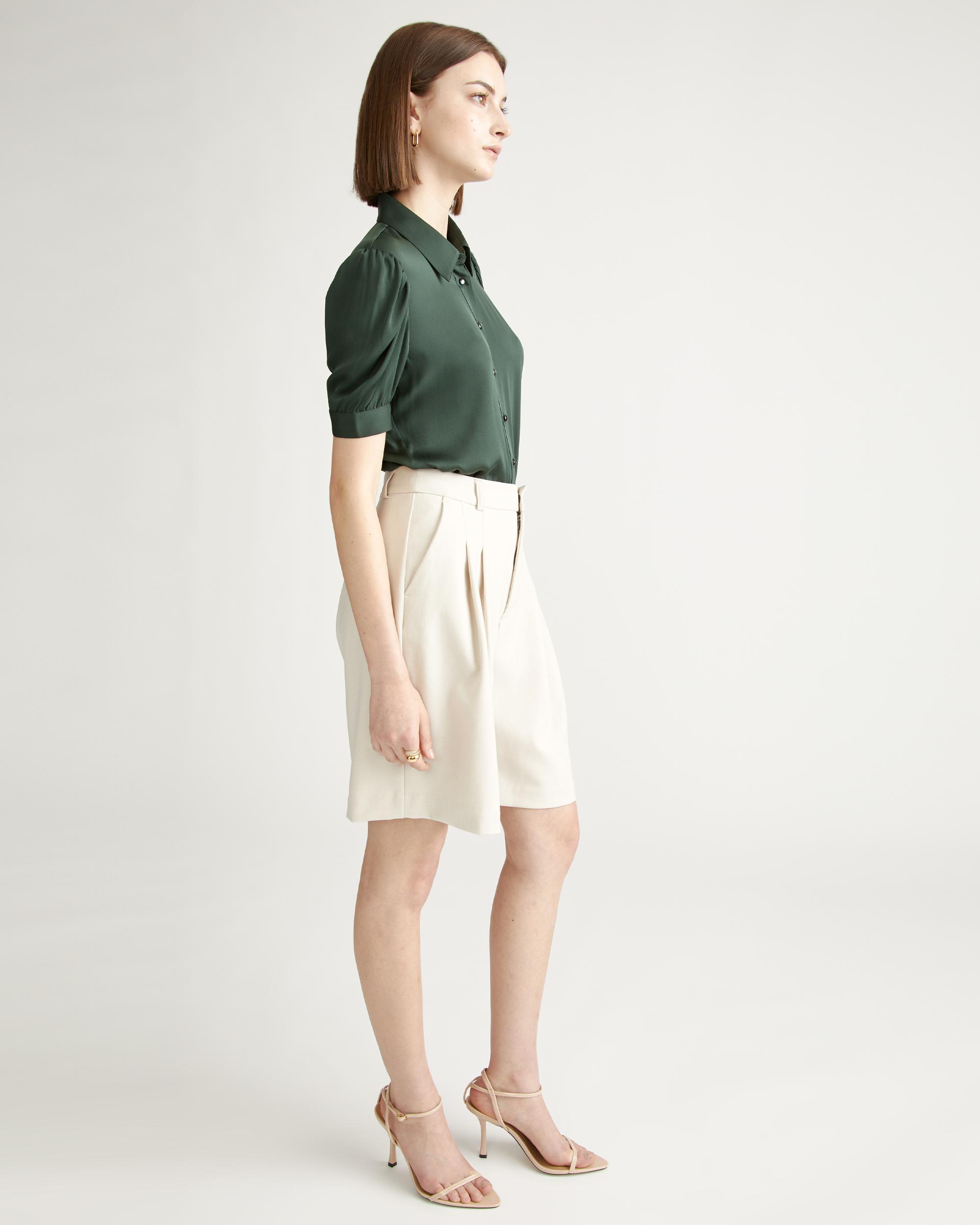 Quince | Women's Washable Stretch Silk Puff Sleeve Blouse Size XS, Mulberry Silk Product Image