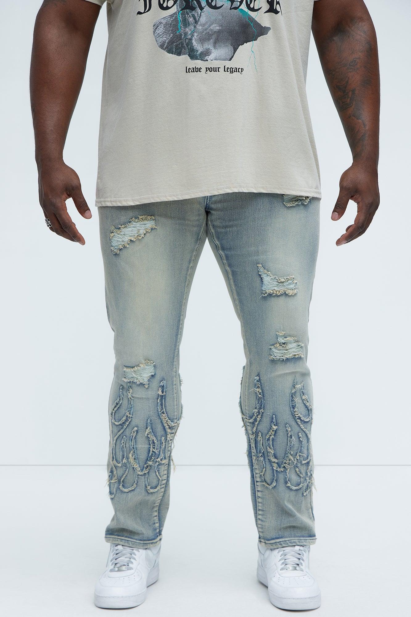 Down To Flames Skinny Jeans - Light Wash Product Image