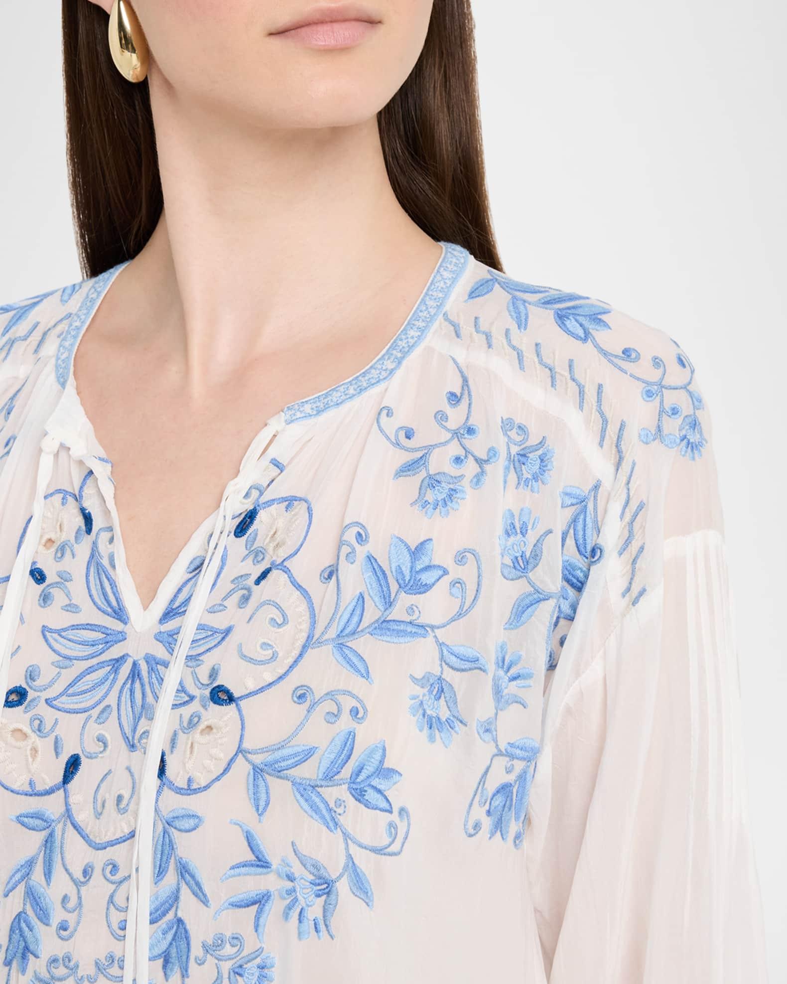 Margot Floral-Embroidered Georgette Blouse Product Image