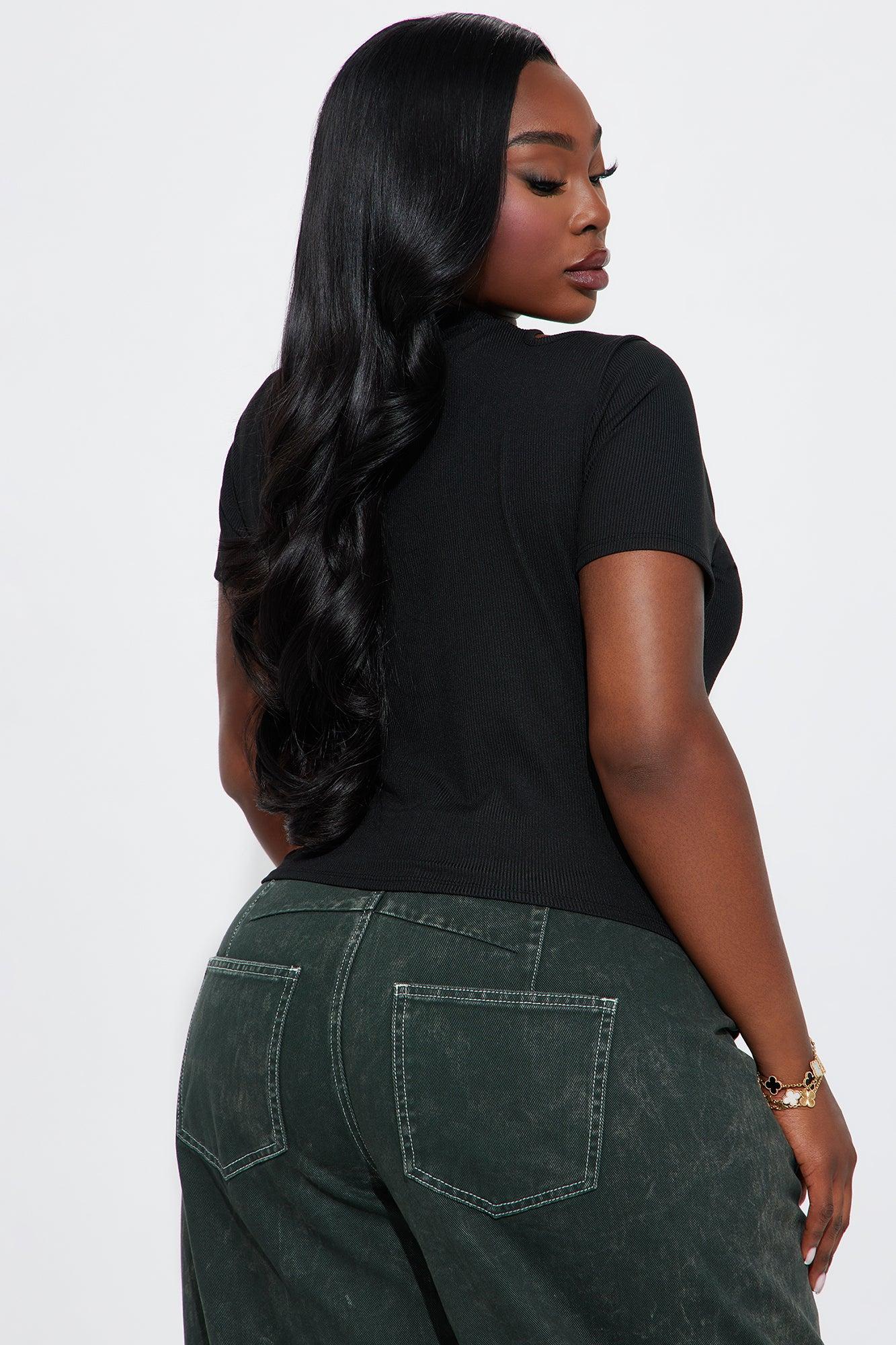 Chita Ribbed Short Sleeve Top - Black Female Product Image