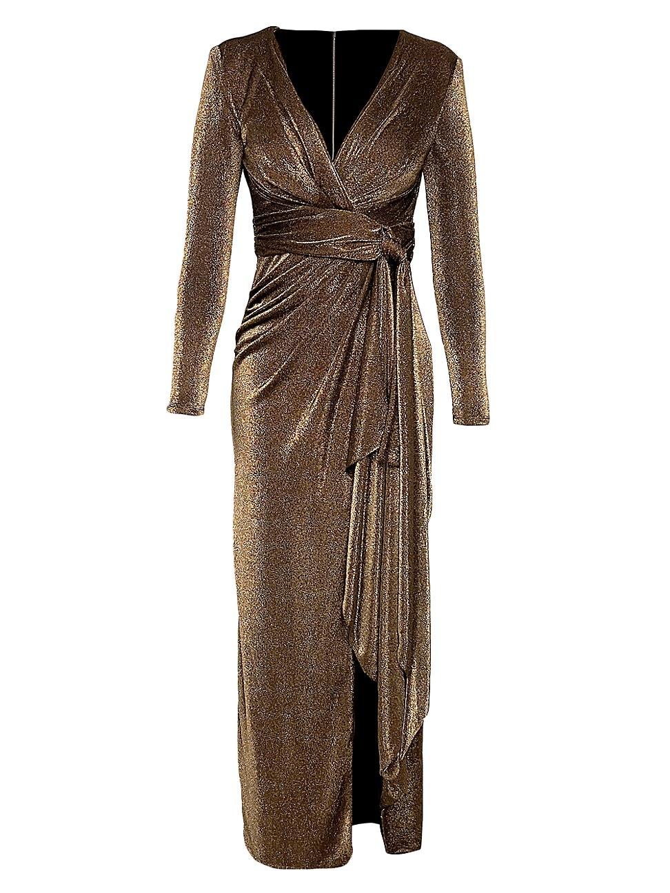 Womens Shania Metallic Wrap Gown Product Image