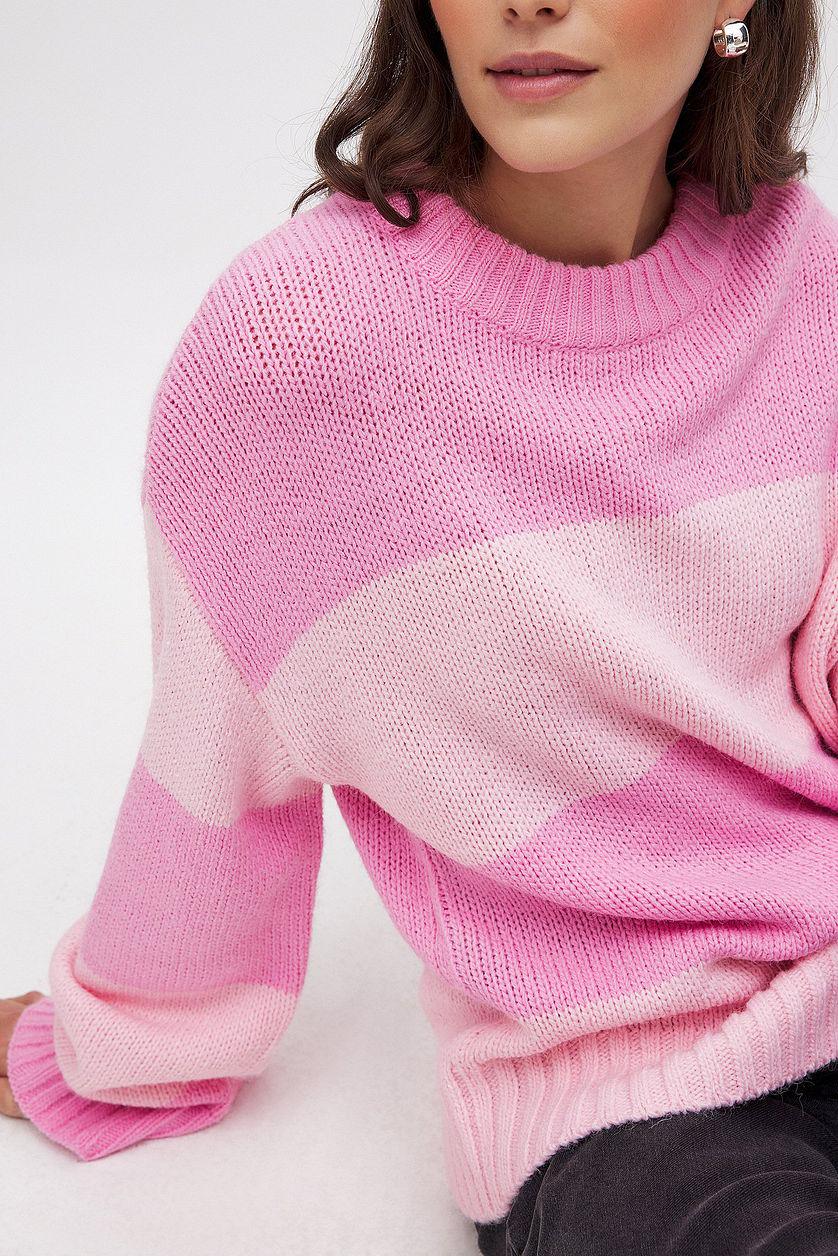 Round Neck Knitted Striped Sweater Product Image