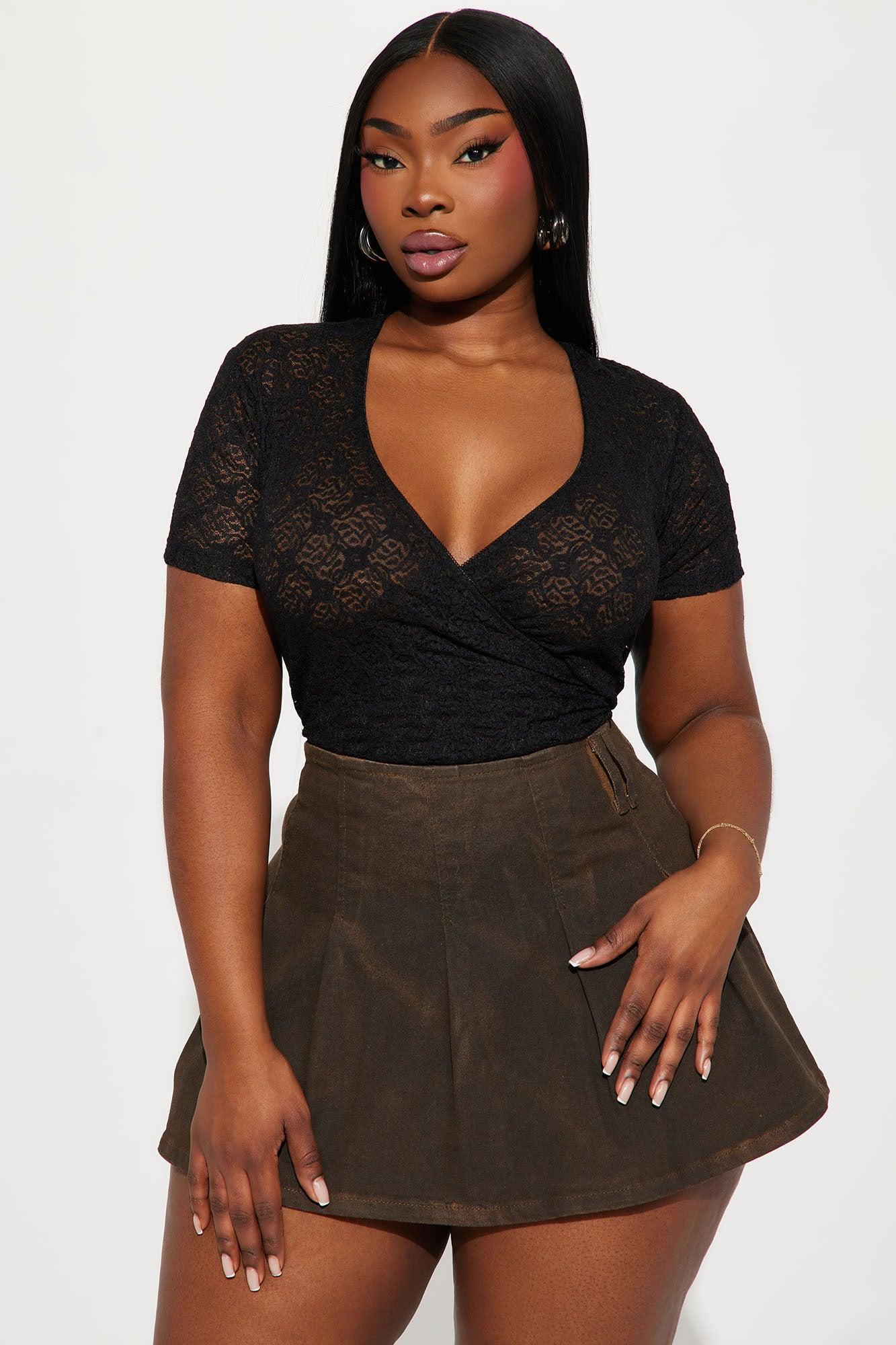 Leilani Lace Wrap Top - Black Product Image