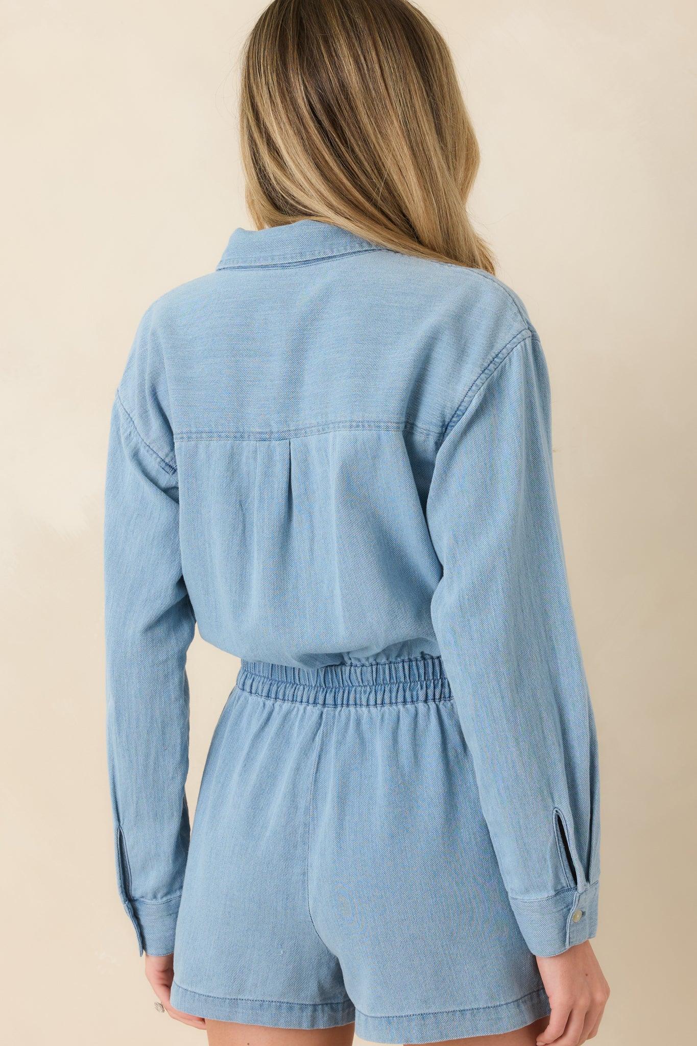 Z Supply Lake Blue Sully Cotton Twill Romper Product Image
