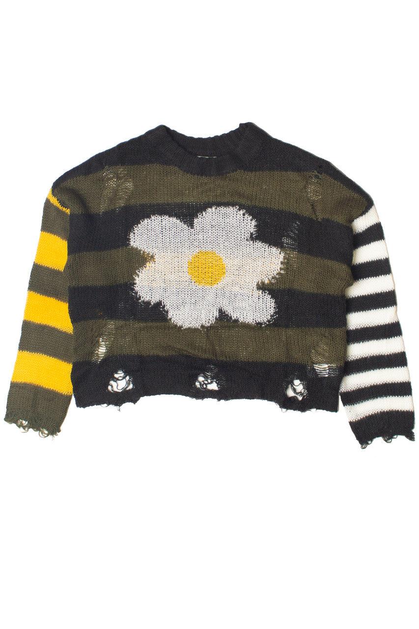 Distressed Striped Daisy Sweater Product Image