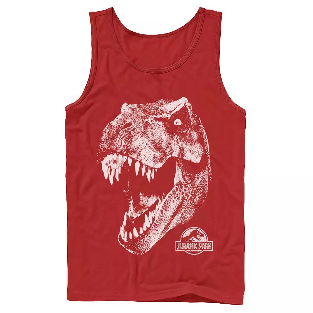 Men's Jurassic Park T-Rex White Head Roaring Tank Top,  Product Image