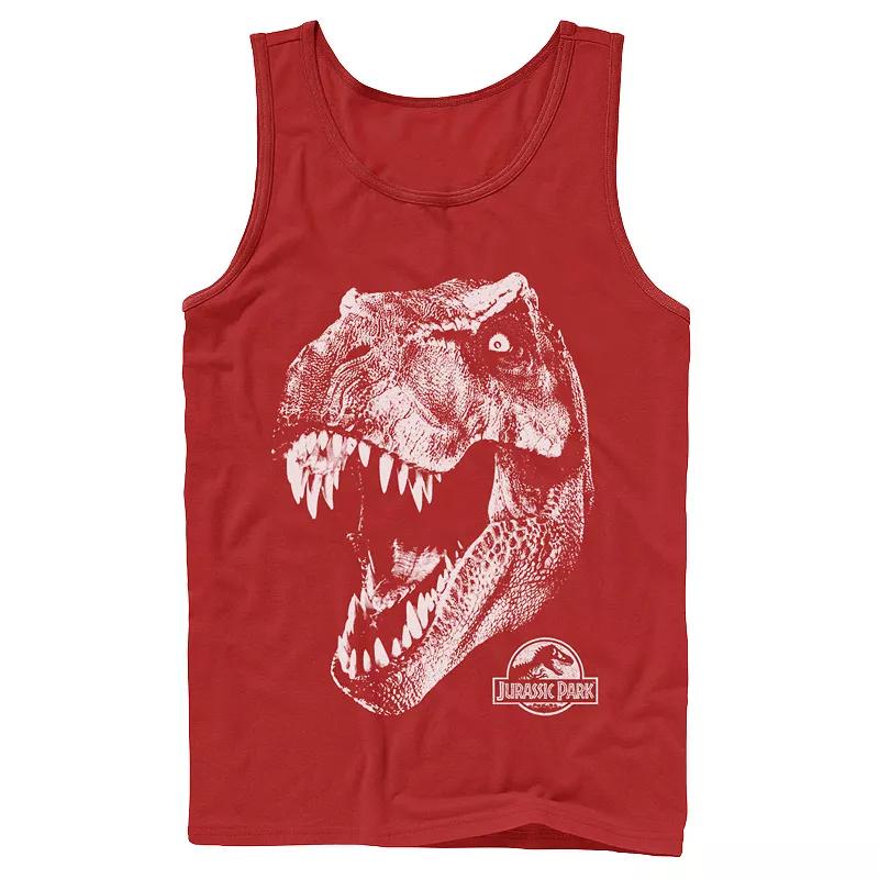 Men's Jurassic Park T-Rex White Head Roaring Tank Top,  Product Image