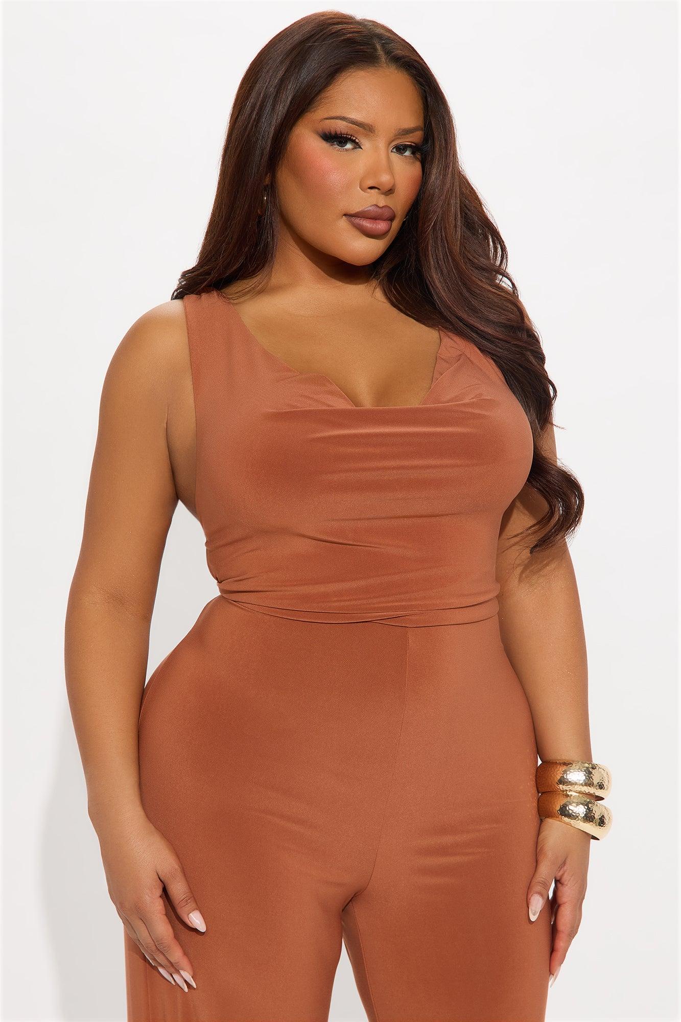 Emelie Wide Leg Jumpsuit - Camel Product Image