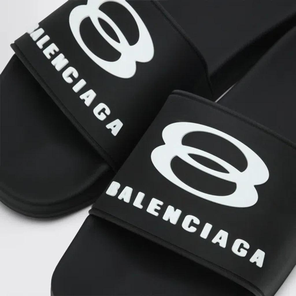 BALENCIAGA Rubber Slide Sandals For The Pool Men In Black White Product Image