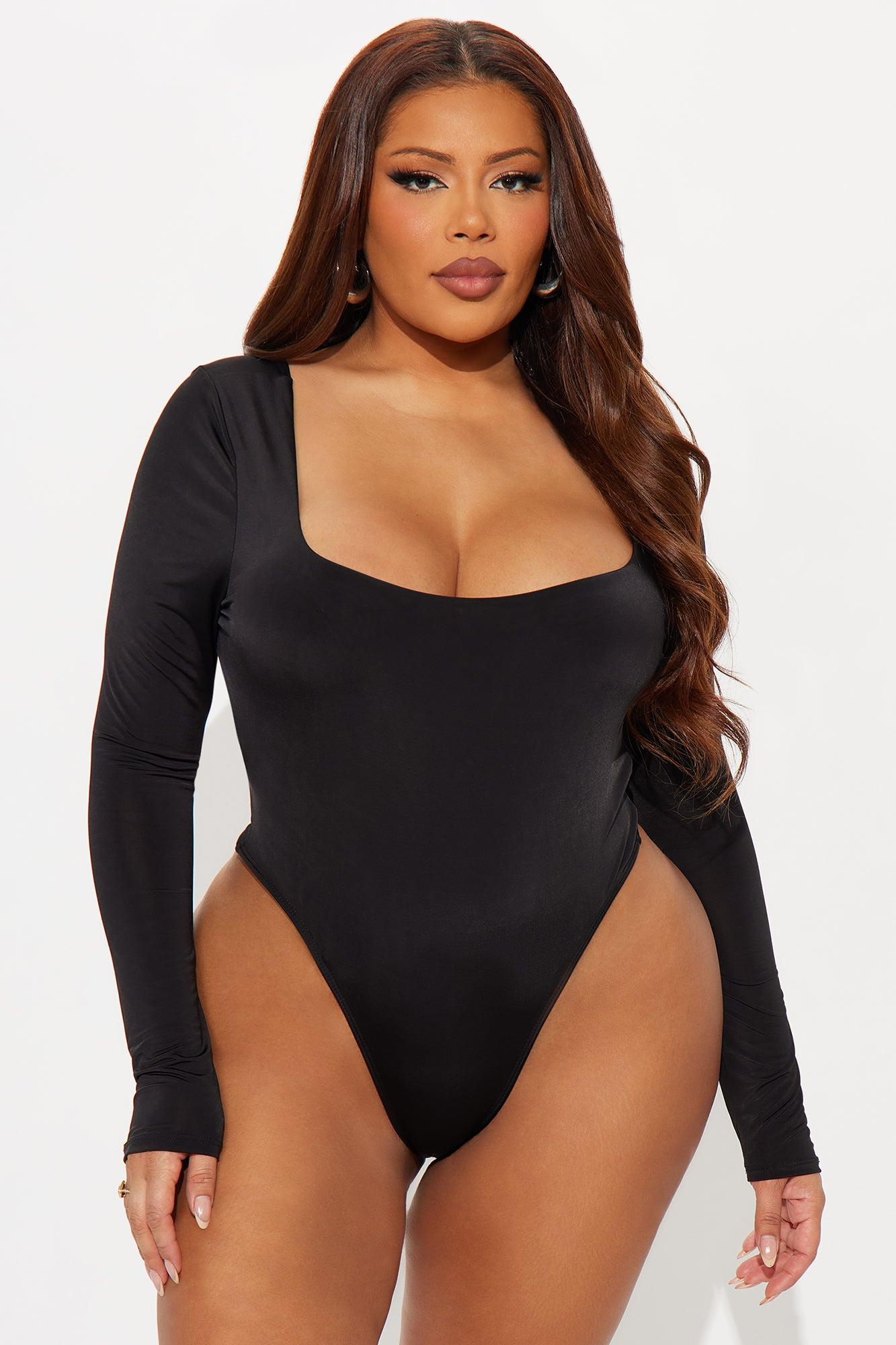 Living Proof Long Sleeve Backless Bodysuit - Black Female Product Image