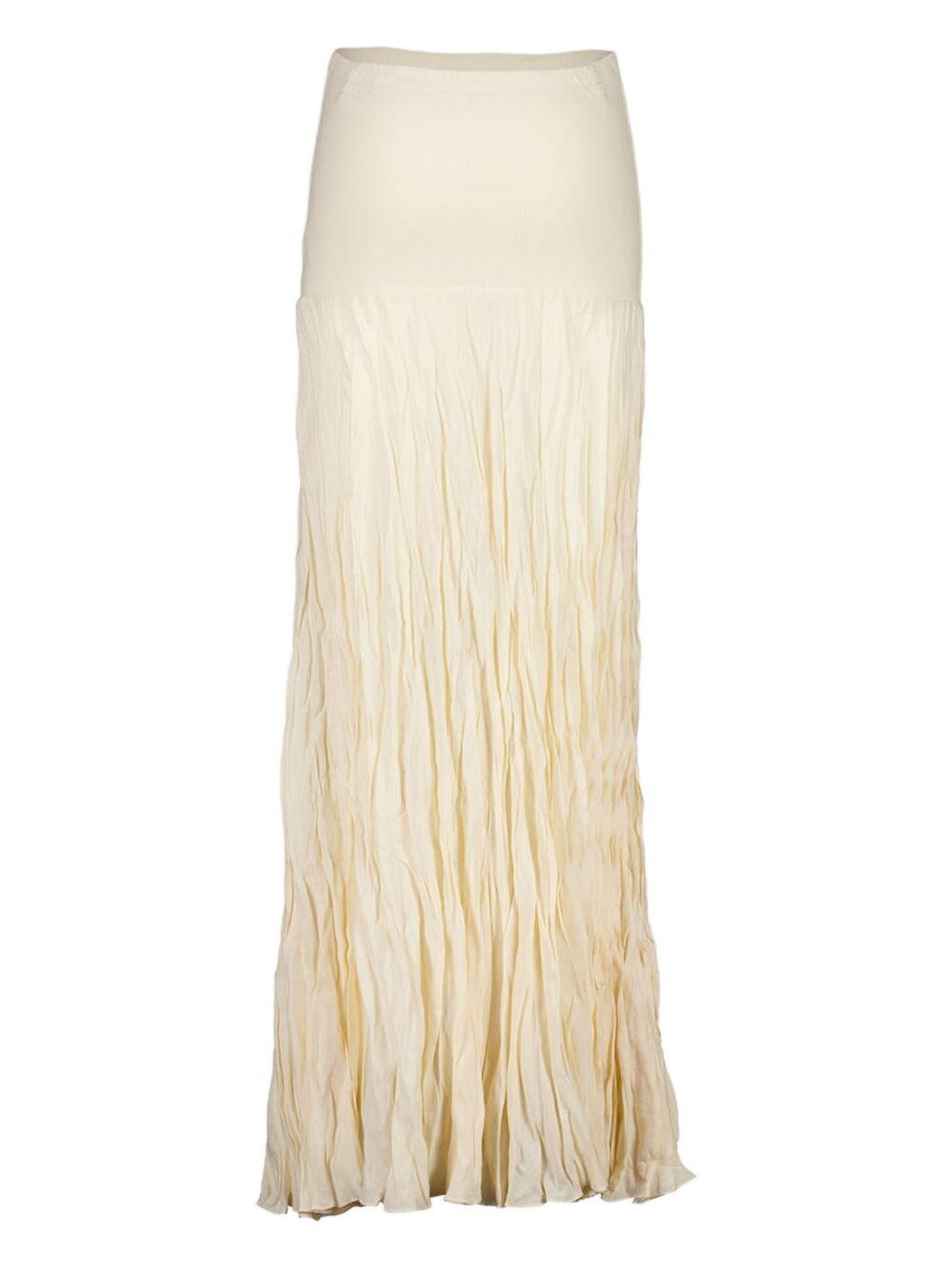 ribbed-waist pleated maxi skirt Product Image
