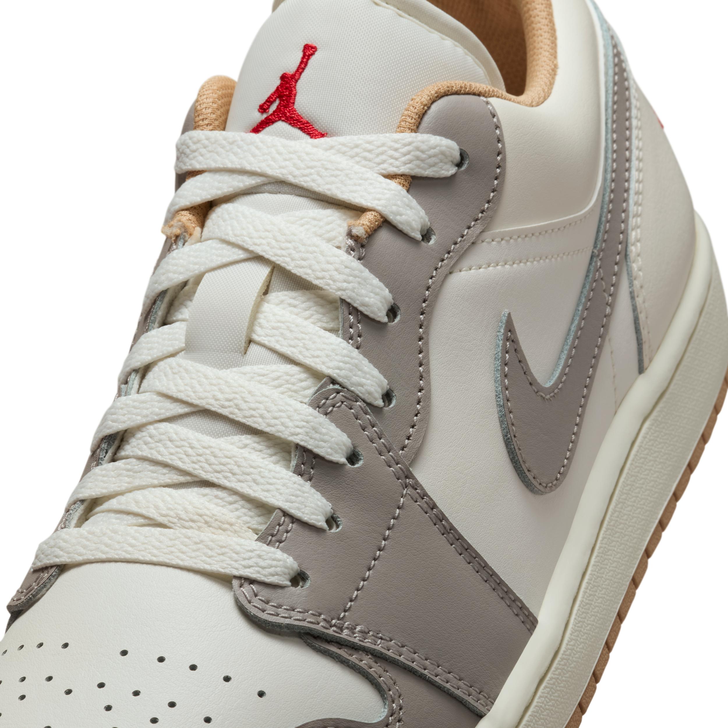 Jordan Mens Jordan AJ 1 Low - Mens Shoes Sail/Fire Red/College Grey Product Image