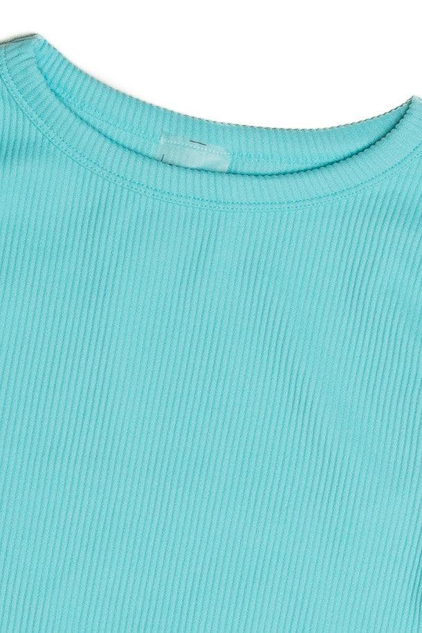 Light Blue Seamless Crop Shirt Product Image