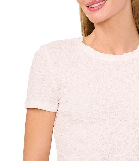 CeCe Textured Knit Crew Neck Short Sleeve Tee Product Image
