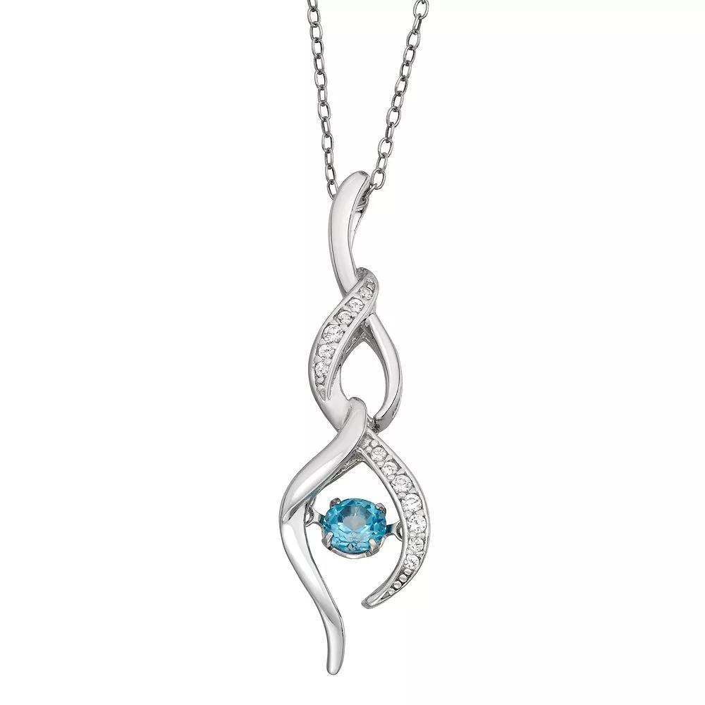 Sterling Silver Swiss Blue Topaz & Lab-Created White Sapphire Drop Pendant Necklace, Women's, Size: 18" Product Image
